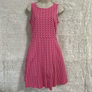 Pink and white print tank dress